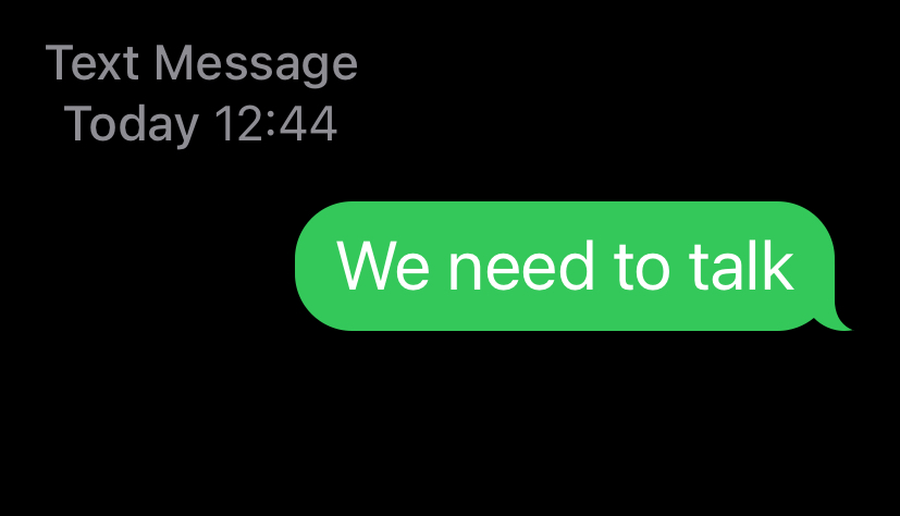 text message saying 