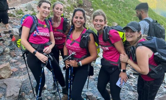 Three Peaks Challengers photographed raising money for Future Dreams breast cancer charity