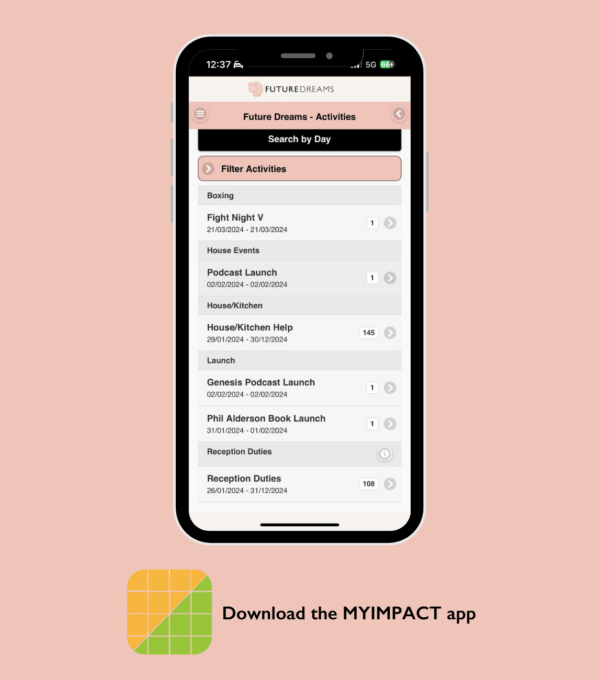 example of my impact app volunteering opportunities on the phone